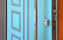 ADLO - security door TEDUO, Termo Exterior, slat LP552, Anticoro slats, vertical hardware, door knob