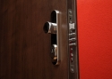 ADLO - Security door TEDUO, plain design, detail of the main lock, door surface Royal Maple
