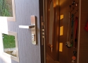 ADLO - Security door LISBEO, glass P554, door surface G-781, stainless steel slats