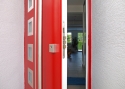 ADLO - exterior Termo door Kasim, glass PS552, two-coloured, vertical door pull, oval